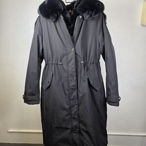 RISISSIDA Women Winter Parka Puffy Coat,Puffer Jacket with Long Fur Collar Hood